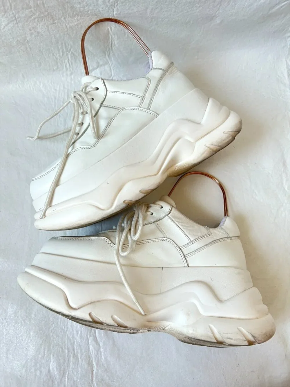 Jeffrey Campbell platform sneakers 8 white leather lace up chunky Most Def 2